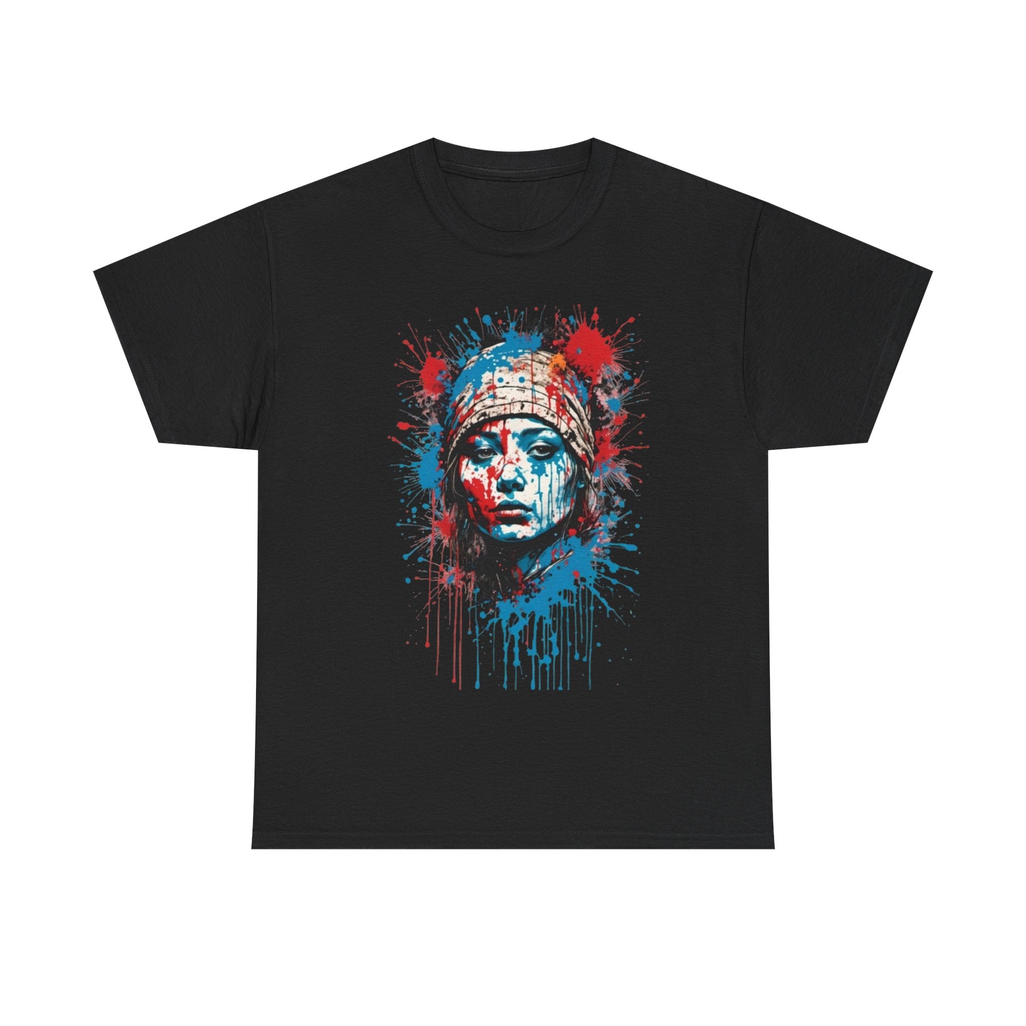 Tribal Face Portrait Tee Paint Splash Portrait T-Shirt, Graphic Art Shirt