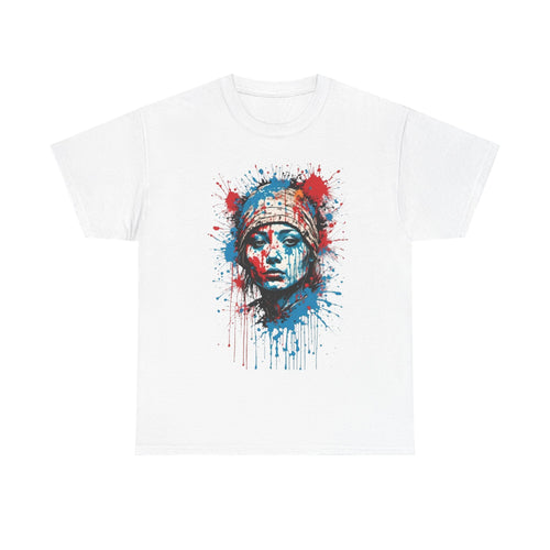 Tribal Face Portrait Tee Paint Splash Portrait T-Shirt, Graphic Art Shirt